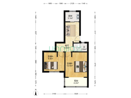 景芳五区 2室1厅1卫 54平方