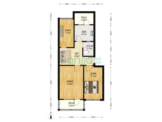 西南河路 2室1厅1卫 74平方