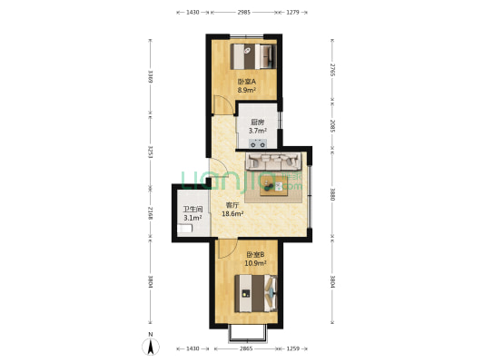 世代公园里 2室1厅1卫 62平方