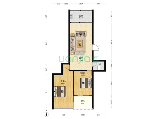 防疫站宿舍 2室1厅1卫 75平方