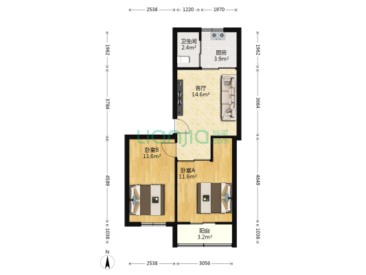 民权小区 2室1厅1卫 60平方