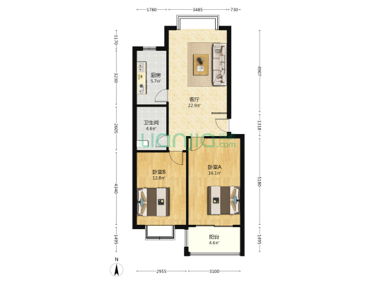 裕泰祥公馆 2室1厅1卫 96平方