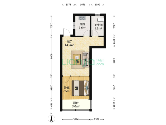 新明大楼 1室1厅1卫 49平方