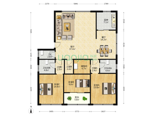梧振东路 3室2厅3卫 177平方