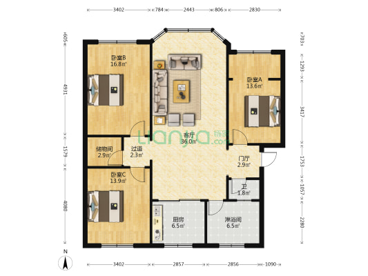 小东街27号 3室1厅2卫 123平方