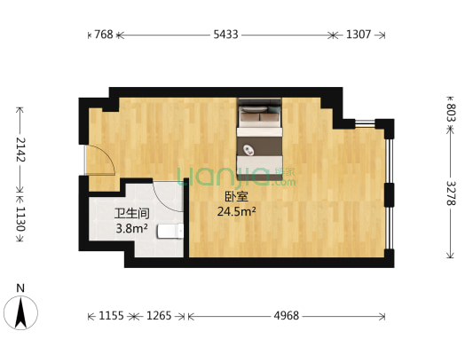 武汉宝业中心 1室0厅1卫 48平方