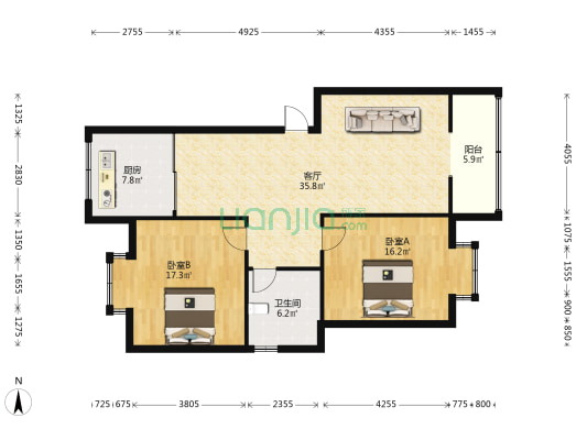 吉阳东路37号 2室1厅1卫 103平方