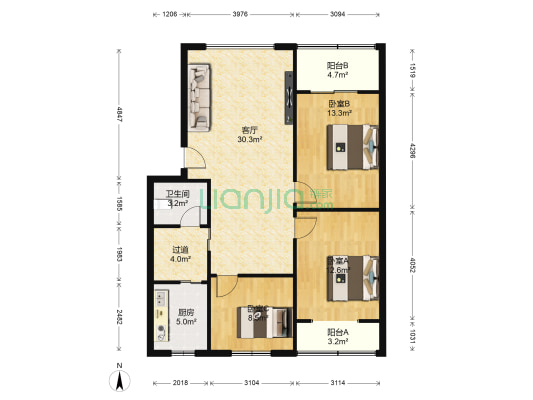 石油小区 3室1厅1卫 105平方