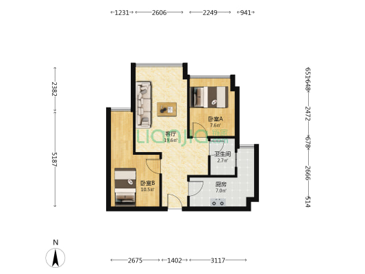 森柯自然印象 2室1厅1卫 62平方
