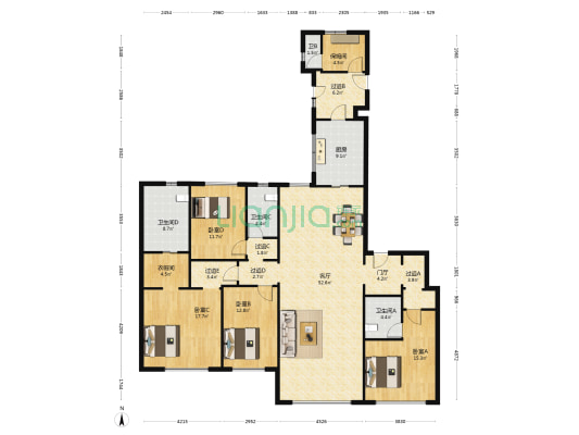中海万松九里 4室1厅4卫 232平方