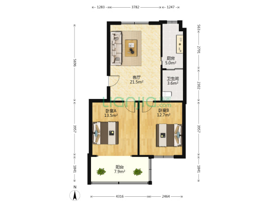 南永和社区江药宿舍 2室1厅1卫 76平方