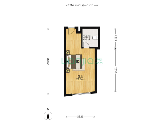长风画卷 1室0厅1卫 45平方
