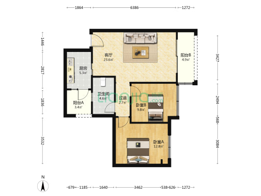 盛瑞沁源府 2室1厅1卫 81平方
