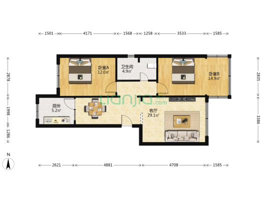 川儀 2室1厅1卫 86平方