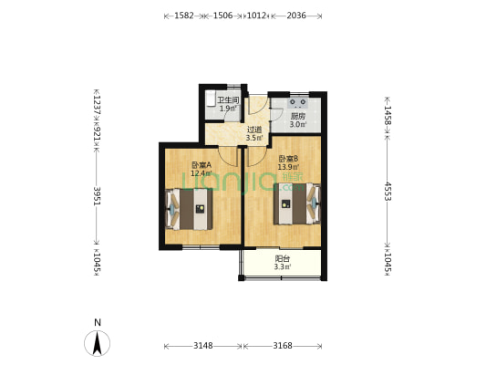 茂龄别墅(公房) 2室0厅1卫 49平方
