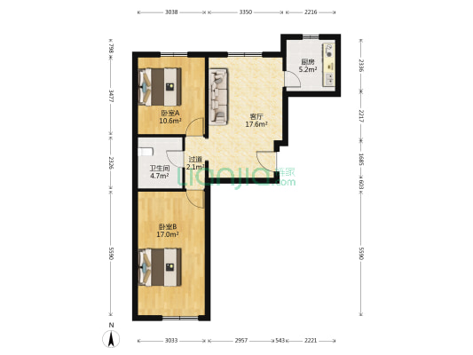 首创悦都汇 2室1厅1卫 74平方
