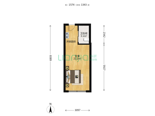 飞扬公寓 1室0厅1卫 32平方