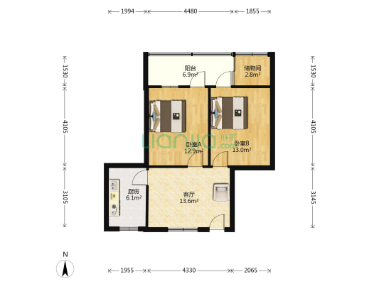 蔡正街21号院 2室1厅0卫 69平方