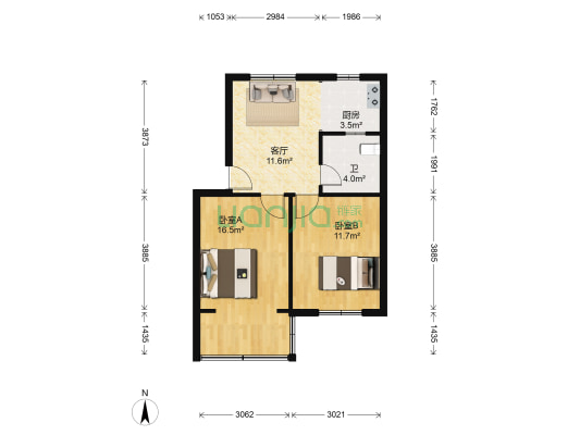 虹泰公寓西区 2室1厅1卫 59平方