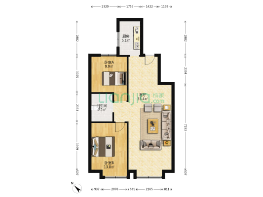新城和兴府 2室1厅1卫 102平方