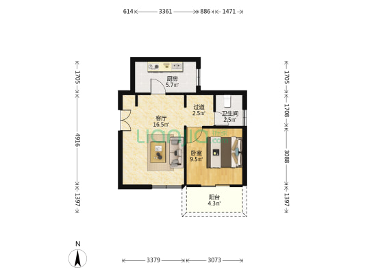 圣和圣广场(公寓) 1室1厅1卫 55平方