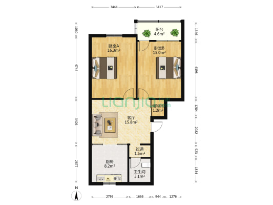中坝北路11号 2室1厅1卫 91平方