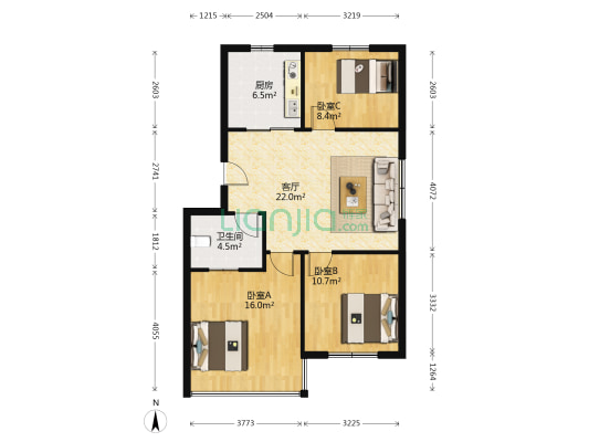 海化家属院 3室1厅1卫 86平方