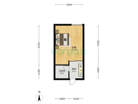 华西城 1室0厅1卫 47平方