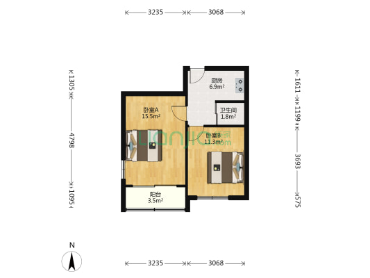 徐虹北路28弄 2室0厅1卫 51平方