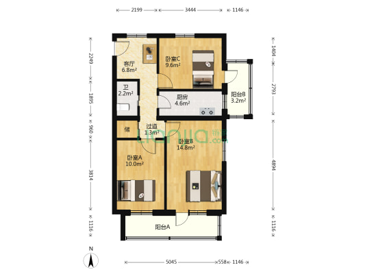 外馆东街50号院 3室1厅1卫 80平方