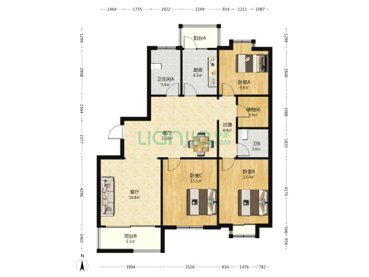 大菜巷 3室2厅2卫 153平方