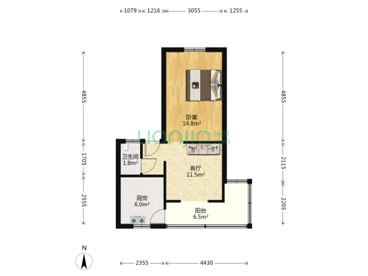 西街168号 1室1厅1卫 49平方