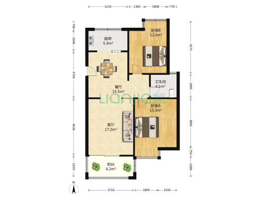 丁香花园(嘉善县) 2室2厅1卫 88平方