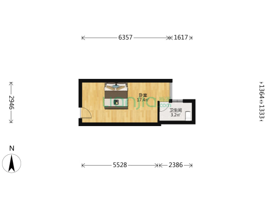 周门小区周门南路 1室0厅1卫 24平方