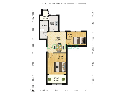 中秀苑 2室1厅1卫 52平方