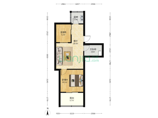 瑞祥园小区 2室1厅1卫 58平方