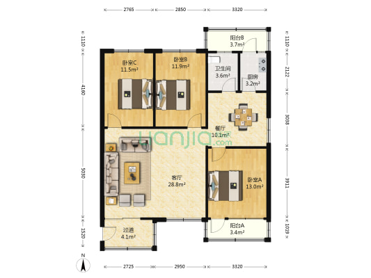 星海苑 3室2厅1卫 99平方