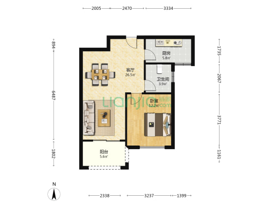 新丽名苑 1室1厅1卫 73平方