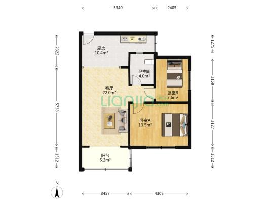 明珠苑(浦东) 2室1厅1卫 76平方