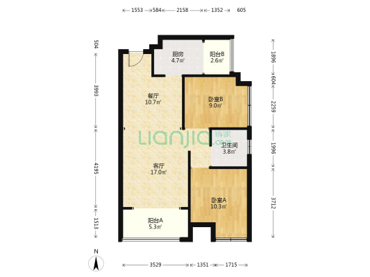 恒华揽悦 2室2厅1卫 80平方