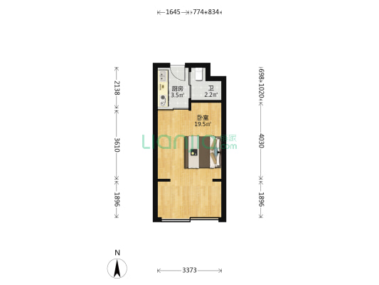 万达广场 1室0厅1卫 39平方