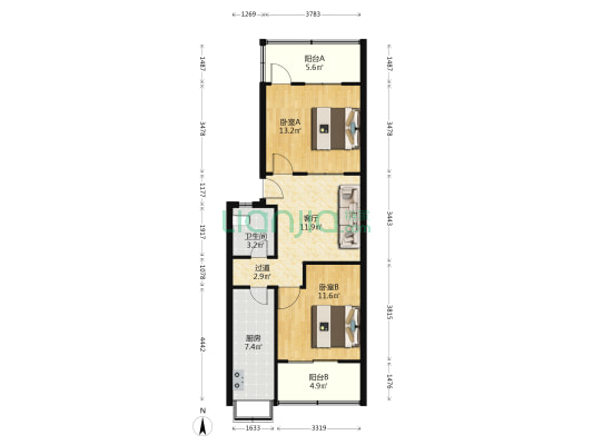 西中和路1号院 2室1厅1卫 70平方