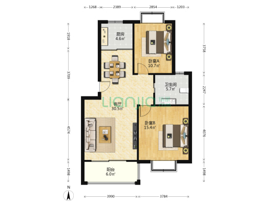 华洪小区二期 2室1厅1卫 88平方