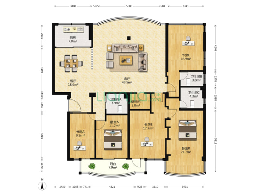 乐西路231弄 5室2厅3卫 205平方
