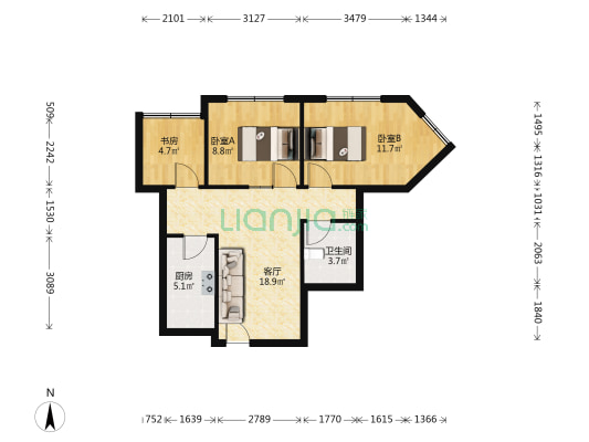 省人民医院小区 3室1厅1卫 64平方