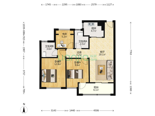 金澜云邸 3室1厅2卫 89平方