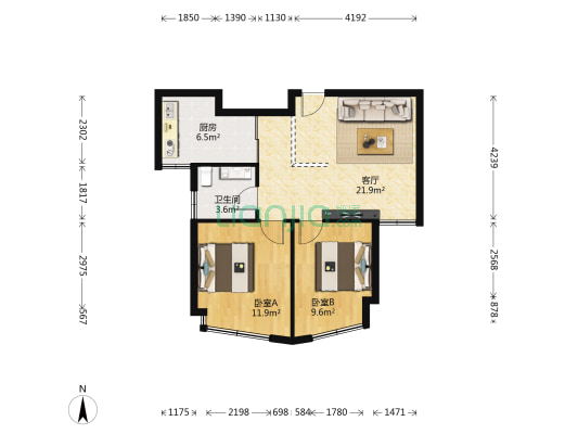 天府清華園 2室1厅1卫 77平方