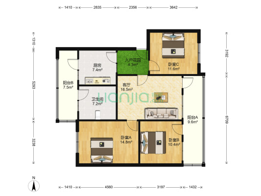 刚玉街29号 3室1厅1卫 101平方