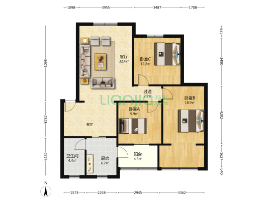 市政府家属院 3室1厅1卫 93平方