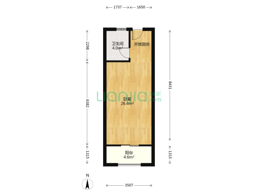 文一居 1室0厅1卫 48平方